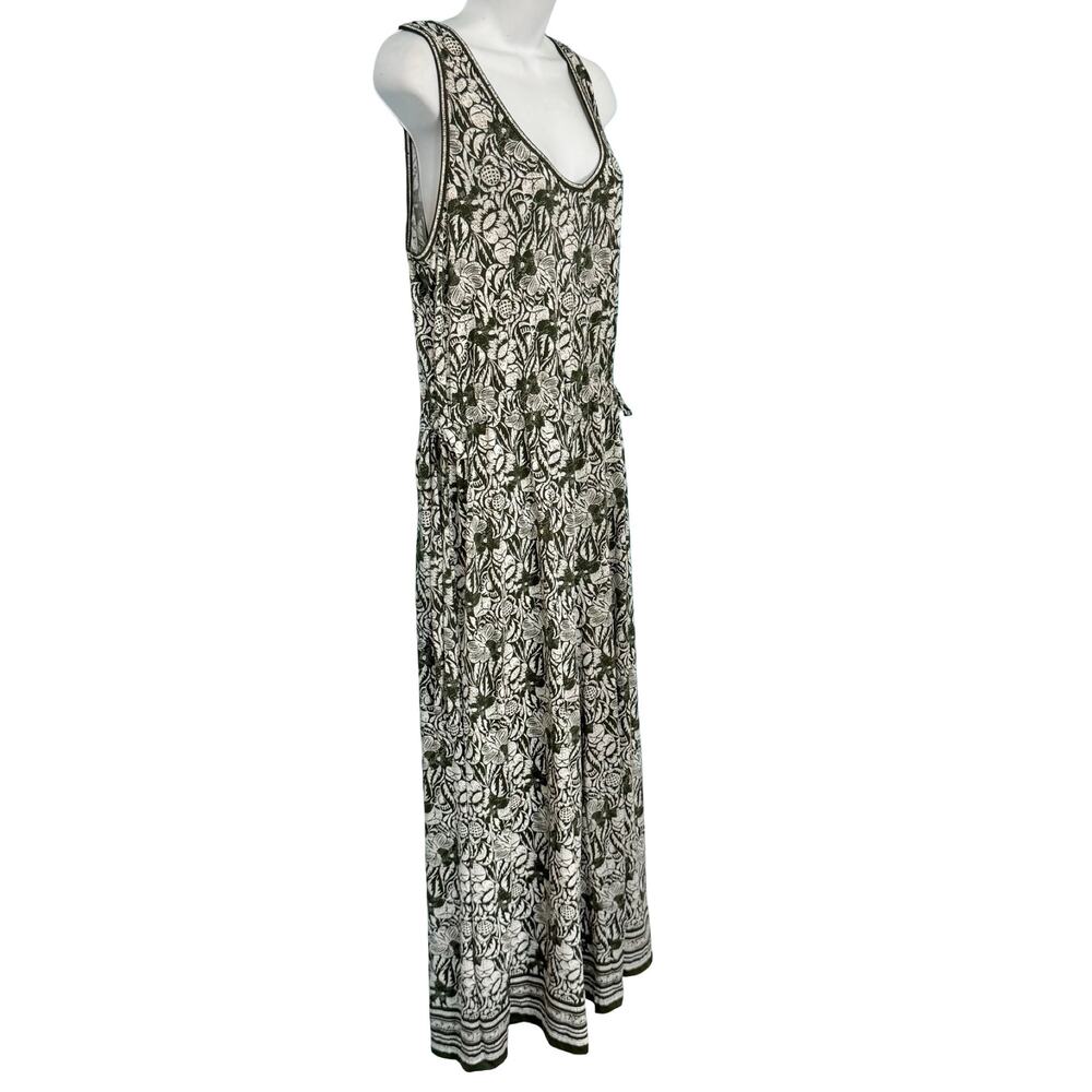 Max Studio Green White Floral Wide Leg Elastic Waist Sleeveless Jumpsuit Size L - Picture 8 of 11